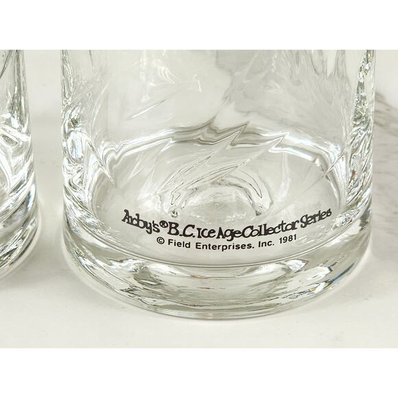 B.C. Ice Age Comic Collector Drinking Clear Glass 12oz Arby's 1981 x2 Vintage - Picture 7 of 13